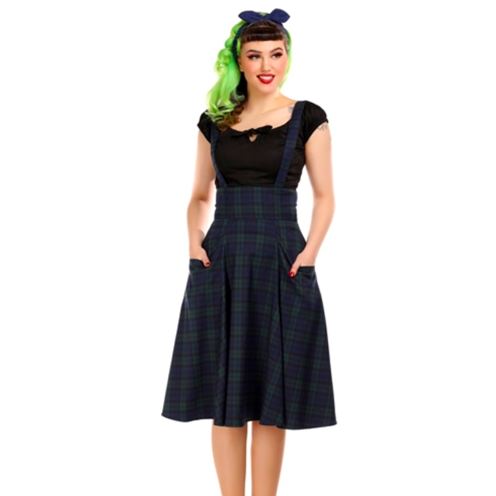 Collectif Alexa Blackwatch Check Swing Skirt